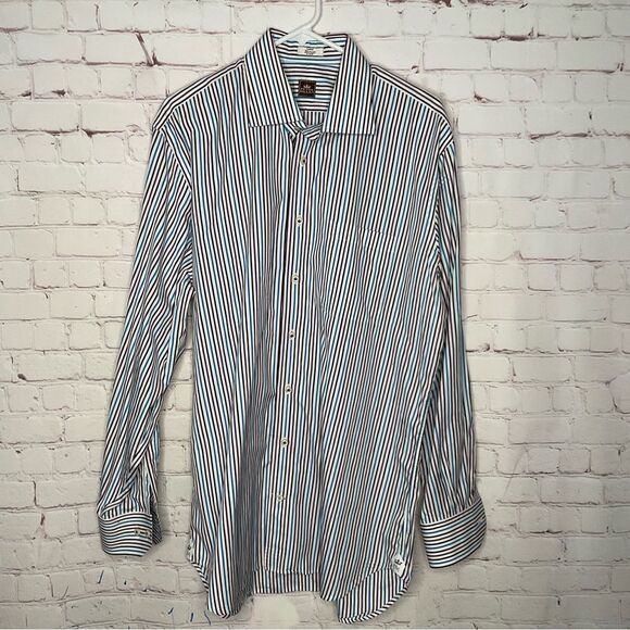 New Peter Millar Mens Shirt Button Down Long Sleeve Striped Dress Shirt Size L - Picture 6 of 8